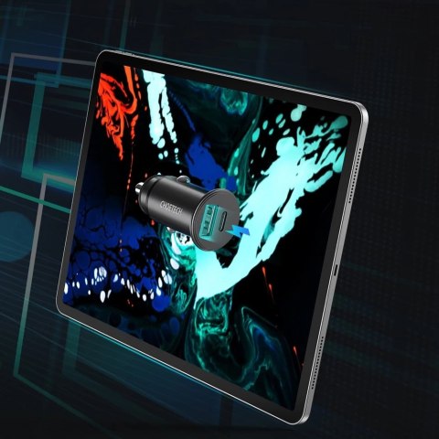 Choetech szybka dwuportowa ładowarka samochodowa PD USB Typ C + QC3.0 USB-A 30W 5A czarny (TC0006)