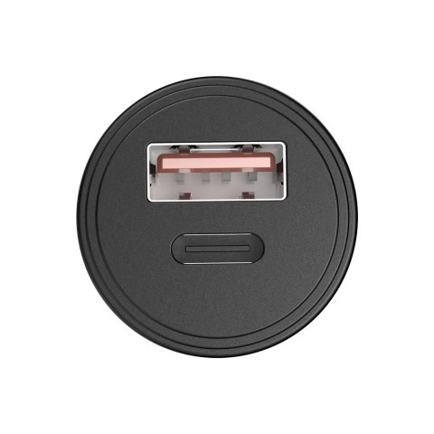 Choetech szybka dwuportowa ładowarka samochodowa PD USB Typ C + QC3.0 USB-A 30W 5A czarny (TC0006)