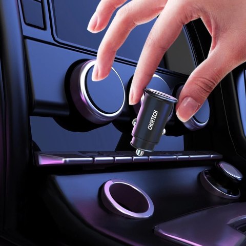 Choetech szybka dwuportowa ładowarka samochodowa PD USB Typ C + QC3.0 USB-A 30W 5A czarny (TC0006)