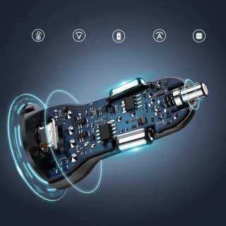 Choetech szybka ładowarka samochodowa USB Typ C PD / USB QC3.0 3A 36W czarna (TC0005)