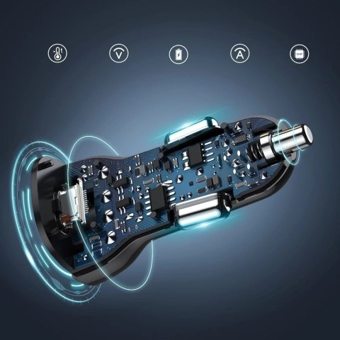 Choetech szybka ładowarka samochodowa USB Typ C PD / USB QC3.0 3A 36W czarna (TC0005)