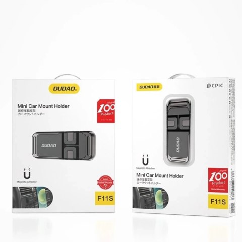 Dudao samoprzylepny magnetyczny uchwyt samochodowy na deskę rozdzielczą organizer do kabli czarny (F11s)