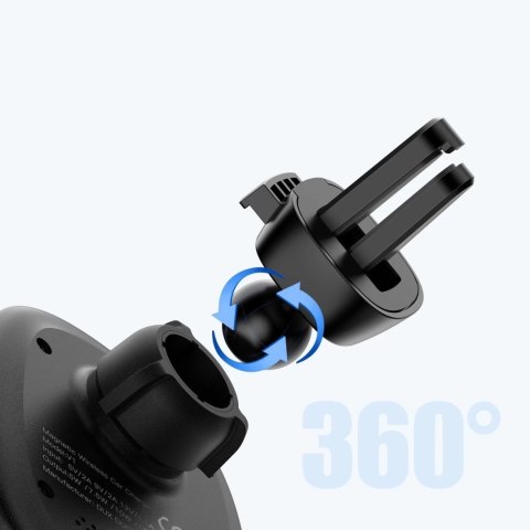 Duzzona samochodowy uchwyt magnetyczny bezprzewodowa indukcyjna ładowarka Qi (kompatybilna z MagSafe) 15W czarny (V1)