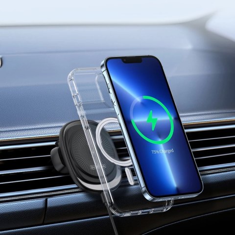 Duzzona samochodowy uchwyt magnetyczny bezprzewodowa indukcyjna ładowarka Qi (kompatybilna z MagSafe) 15W czarny (V1)