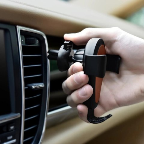 ICarer bezprzewodowa ładowarka samochodowa Qi 10W uchwyt na kratkę wentylacyjną brązowy (IWXC004-BN)