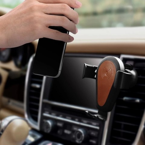 ICarer bezprzewodowa ładowarka samochodowa Qi 10W uchwyt na kratkę wentylacyjną brązowy (IWXC004-BN)