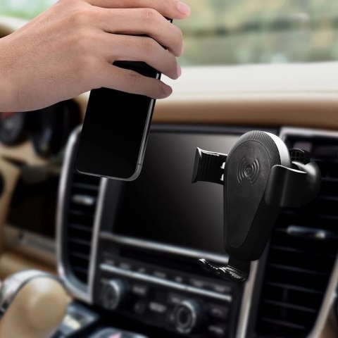 ICarer bezprzewodowa ładowarka samochodowa Qi 10W uchwyt na kratkę wentylacyjną czarny (IWXC004-BK)