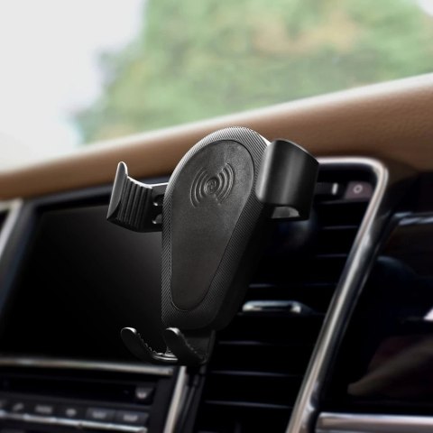 ICarer bezprzewodowa ładowarka samochodowa Qi 10W uchwyt na kratkę wentylacyjną czarny (IWXC004-BK)