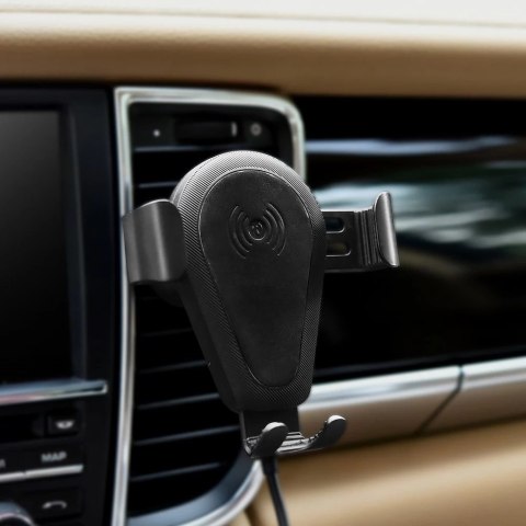 ICarer bezprzewodowa ładowarka samochodowa Qi 10W uchwyt na kratkę wentylacyjną czarny (IWXC004-BK)