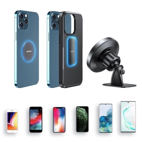 Joyroom 2w1 magnetyczny uchwyt samochodowy do telefonu na kokpit i kratkę wentylacji nawiew czarny (6941237158987)