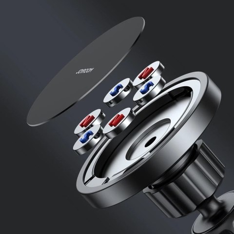 Joyroom 2w1 magnetyczny uchwyt samochodowy do telefonu na kokpit i kratkę wentylacji nawiew czarny (6941237158987)