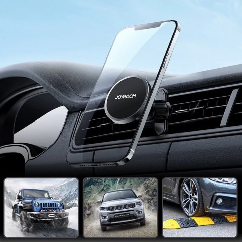 Joyroom 2w1 magnetyczny uchwyt samochodowy do telefonu na kokpit i kratkę wentylacji nawiew czarny (6941237158987)
