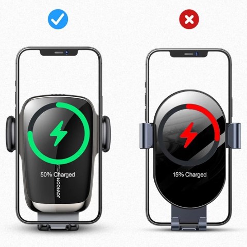 Joyroom bezprzewodowa ładowarka Qi 15 W automatyczny elektryczny uchwyt samochodowy na kokpit deskę rozdzielczą czarny (JR-ZS248
