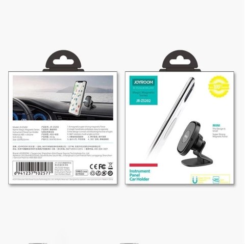 Joyroom magnetyczny uchwyt samochodowy na deskę rozdzielczą czarny (JR-ZS202)