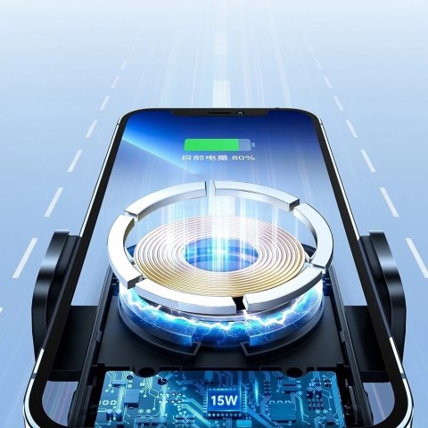 Joyroom samochodowy uchwyt magnetyczny bezprzewodowa indukcyjna ładowarka Qi 15W (kompatybilna z MagSafe do iPhone) na deskę roz