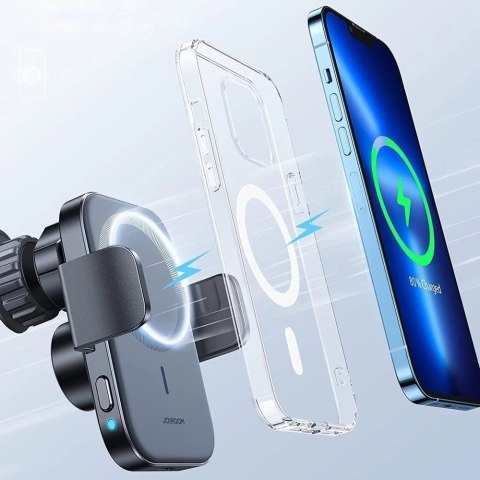 Joyroom samochodowy uchwyt magnetyczny bezprzewodowa indukcyjna ładowarka Qi 15W (kompatybilna z MagSafe do iPhone) na kratkę na