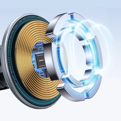 Joyroom samochodowy uchwyt magnetyczny bezprzewodowa indukcyjna ładowarka Qi 15W (kompatybilna z MagSafe do iPhone) na kratkę na