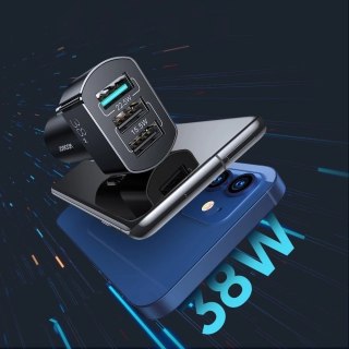 Joyroom szybka ładowarka samochodowa Quick Charge 3.0 (QC3.0) 4,5A 38W 3x USB czarna (C-A19 black)