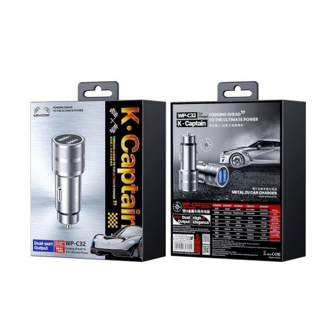 WK Design Captain Series szybka ładowarka samochodowa 2x USB 12W szary (WP-C32)