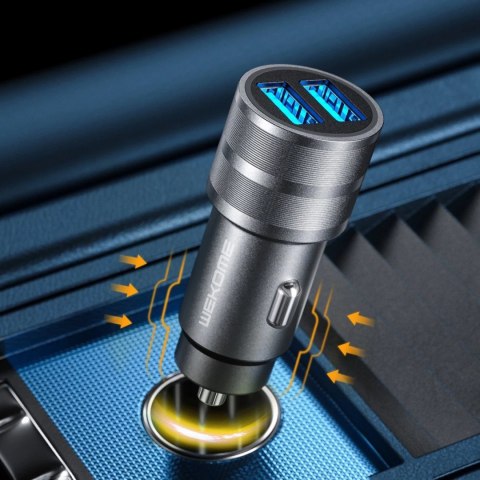 WK Design Captain Series szybka ładowarka samochodowa 2x USB 12W szary (WP-C32)