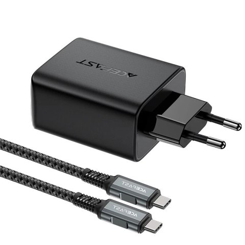 Acefast 2w1 ładowarka sieciowa GaN 65W USB Typ C / USB, adapter przejściówka HDMI 4K@60Hz (zestaw z kablem) czarny (A17 black)