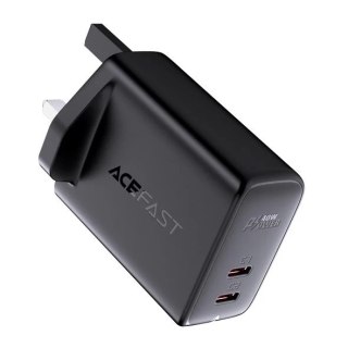 Acefast ładowarka sieciowa (wtyczka UK) 2x USB Typ C 40W, PPS, PD, QC 3.0, AFC, FCP czarny (A12 black)