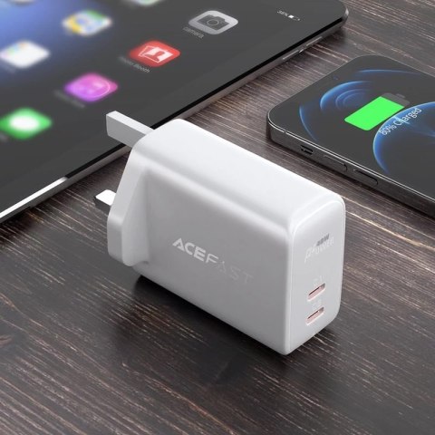 Acefast ładowarka sieciowa (wtyczka UK) 2x USB Typ C 40W, PPS, PD, QC 3.0, AFC, FCP czarny (A12 black)