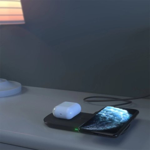 Choetech 2w1 ładowarka bezprzewodowa Qi do telefonu / słuchawek Airpods 2 z 5 cewkami ładującymi + kabel USB Typ C 1m + ładowark