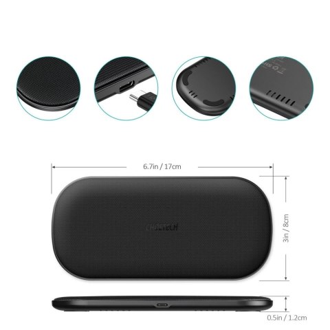 Choetech 2w1 ładowarka bezprzewodowa Qi do telefonu / słuchawek Airpods 2 z 5 cewkami ładującymi + kabel USB Typ C 1m + ładowark