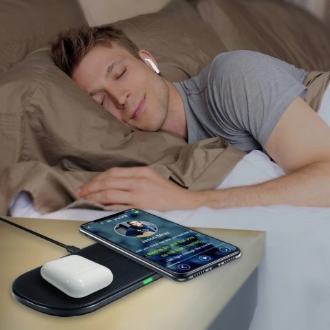 Choetech 2w1 ładowarka bezprzewodowa Qi do telefonu / słuchawek Airpods 2 z 5 cewkami ładującymi + kabel USB Typ C 1m + ładowark