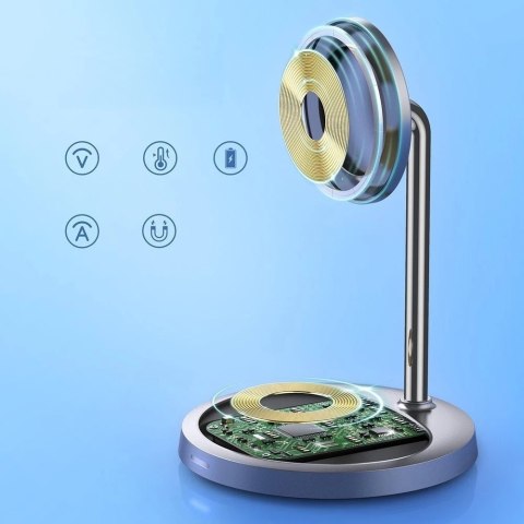 Choetech 2w1 uchwyt magnetyczny bezprzewodowa ładowarka Qi do Magsafe 15 W szary + ładowarka sieciowa 20W (T575-F)