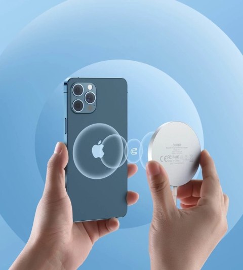 Choetech bezprzewodowa ładowarka MagSafe Qi 15W z aluminiowym stojakiem srebrny + ładowarka sieciowa PD 20W (H047 + Q5004))