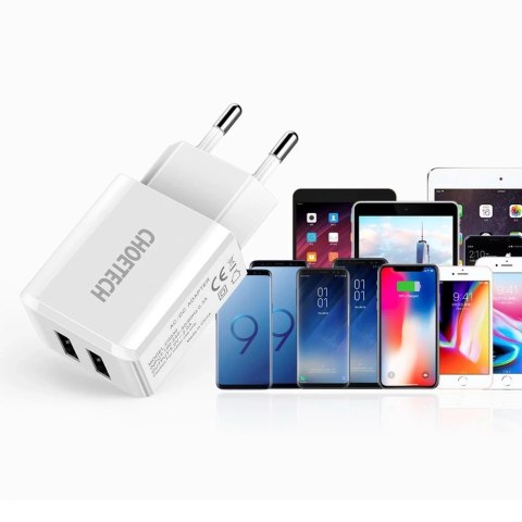 Choetech dwuportowa ładowarka sieciowa 2 x USB-A 10W 2A biały (C0030)