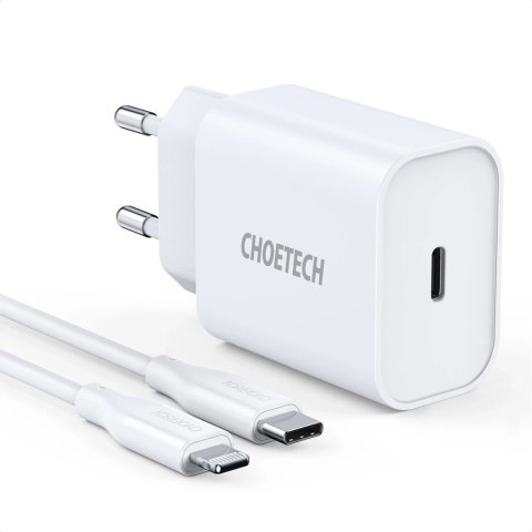 Choetech ładowarka sieciowa USB Typ C 20W Power Delivery 3A + kabel MFI USB Typ C - Lightning 1,2m biały (Q5004-V2-EU-CLWH)