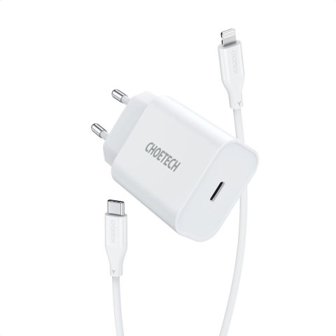 Choetech ładowarka sieciowa USB Typ C 20W Power Delivery 3A + kabel MFI USB Typ C - Lightning 1,2m biały (Q5004-V2-EU-CLWH)