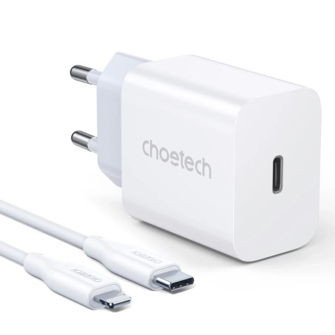 Choetech ładowarka sieciowa USB Typ C 20W Power Delivery + kabel USB Typ C - Lightning 1,2m biały (PD5005)