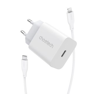 Choetech ładowarka sieciowa USB Typ C 20W Power Delivery + kabel USB Typ C - Lightning 1,2m biały (PD5005)