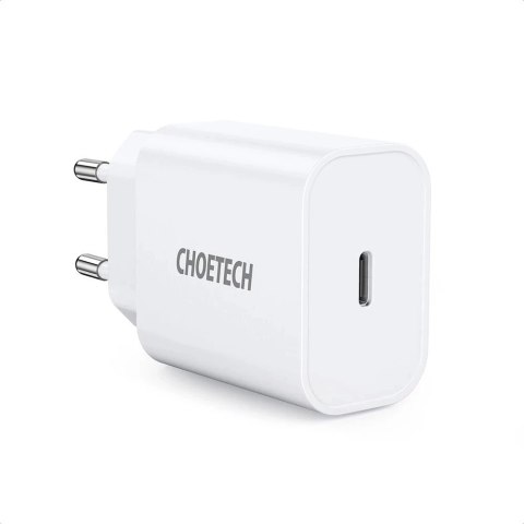 Choetech ładowarka sieciowa zasilacz EU do szybkiego ładowania USB Typ C Power Delivery 20W 3A biały (PD5005-EU)