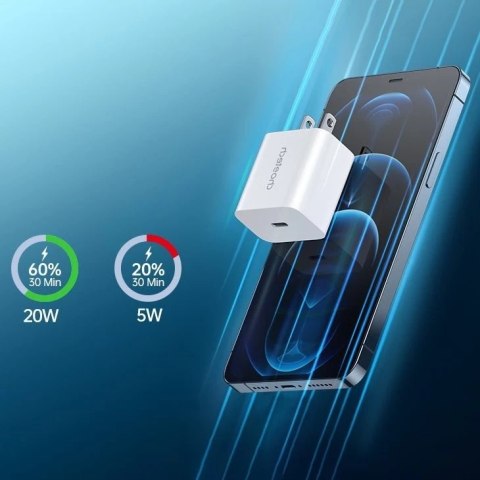 Choetech ładowarka sieciowa zasilacz EU do szybkiego ładowania USB Typ C Power Delivery 20W 3A biały (PD5005-EU)