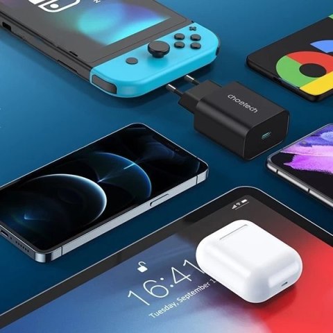 Choetech szybka ładowarka sieciowa PPS Power Delivery 25W 3A + kabel USB Typ C 2m czarny (PD6003)