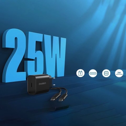 Choetech szybka ładowarka sieciowa PPS Power Delivery 25W 3A + kabel USB Typ C 2m czarny (PD6003)