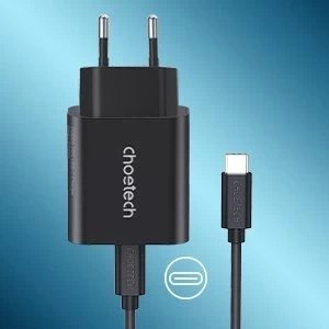 Choetech szybka ładowarka sieciowa PPS Power Delivery 25W 3A + kabel USB Typ C 2m czarny (PD6003)