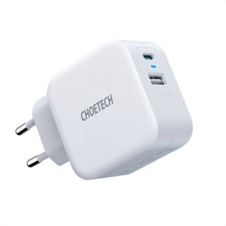 Choetech szybka ładowarka sieciowa QC PD 38W 5A USB Typ C + USB-A biały (PD5002-EU)