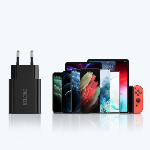 Choetech szybka ładowarka sieciowa Quick Charge 3.0 18W 3A + kabel USB - USB Typ C 1m czarny (Q5003)