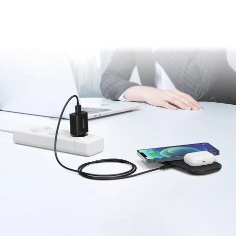 Choetech szybka ładowarka sieciowa Quick Charge 3.0 18W 3A + kabel USB - USB Typ C 1m czarny (Q5003)