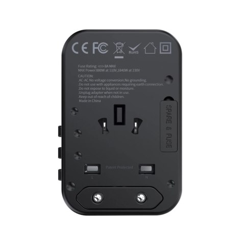 Choetech szybka uniwersalna ładowarka sieciowa podróżna GaN 2 x USB Typ C / USB 65W Power Delivery czarny (PD5009-BK)