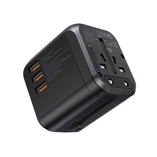 Choetech szybka uniwersalna ładowarka sieciowa podróżna GaN USB Typ C / 3 x USB-A 30W Power Delivery czarny (PD5008-BK)