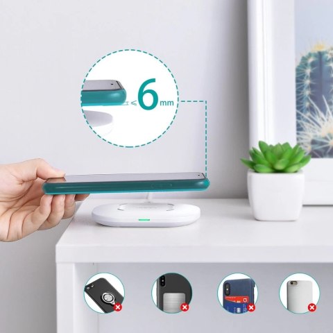 Choetech zestaw bezprzewodowa szybka ładowarka 15W dioda LED biały (T550-F) + ładowarka sieciowa USB 18W Power Delivery biały (Q