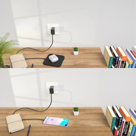 Choetech zestaw ładowarka bezprzewodowa Qi 10W do telefonu słuchawek (T511-S) + ładowarka sieciowa QC3.0 18W 3A (Q5003) + kabel 
