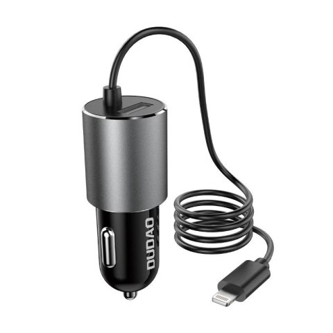 Dudao ładowarka samochodowa USB z wbudowanym kablem Lightning 3,4 A czarny (R5Pro L)